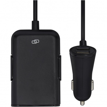 Logo trade business gift photo of: Pilot dual car charger with QC 3.0 dual back seat extended charger