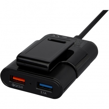 Logo trade promotional merchandise photo of: Pilot dual car charger with QC 3.0 dual back seat extended charger