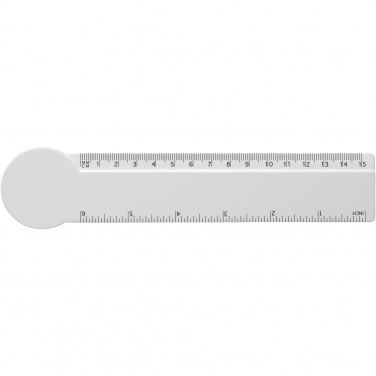 Logo trade promotional merchandise image of: Tait 15 cm circle-shaped recycled plastic ruler 