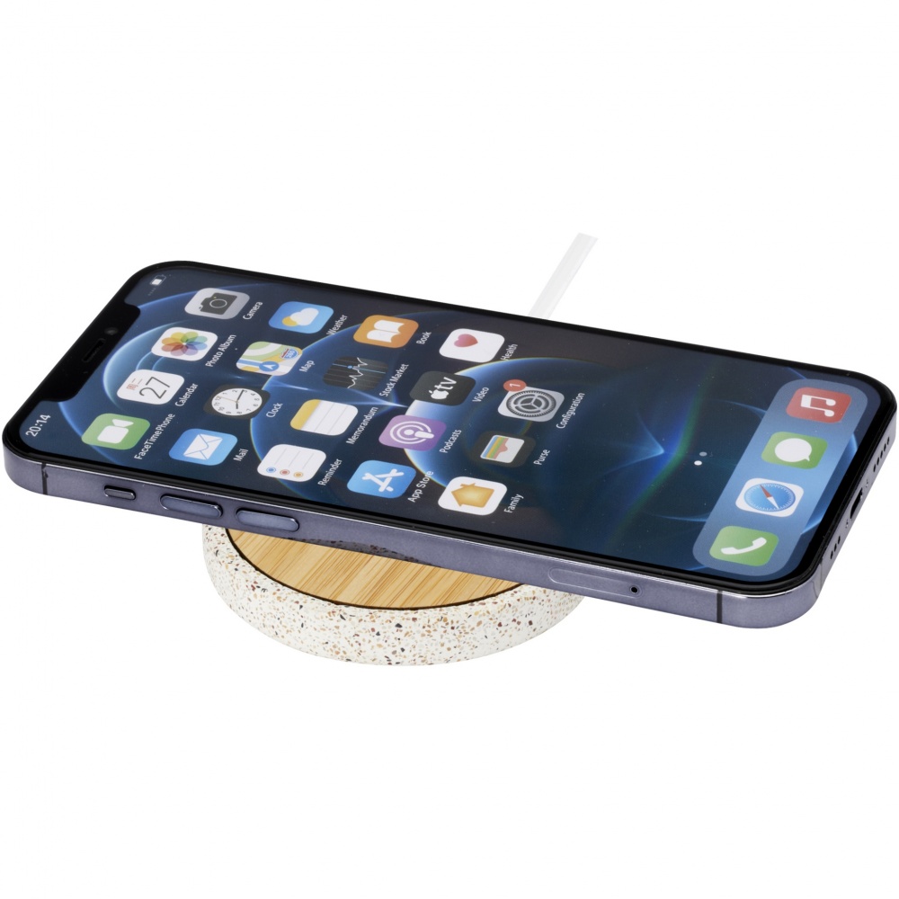 Logo trade promotional merchandise picture of: Terrazzo 10W wireless bamboo charging pad