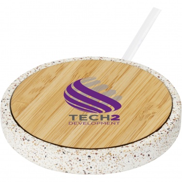 Logotrade promotional gift picture of: Terrazzo 10W wireless bamboo charging pad