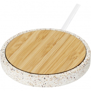 Logo trade corporate gift photo of: Terrazzo 10W wireless bamboo charging pad