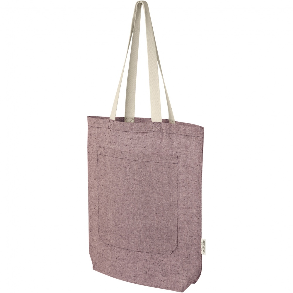 Logotrade promotional items photo of: Pheebs 150 g/m² recycled cotton tote bag with front pocket 9L