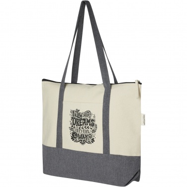 Logo trade business gifts image of: Repose 320 g/m² recycled cotton zippered tote bag 10L