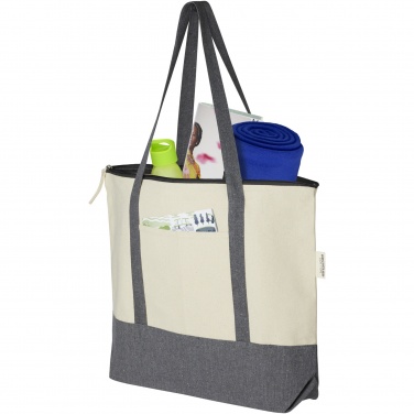 Logo trade promotional merchandise image of: Repose 320 g/m² recycled cotton zippered tote bag 10L