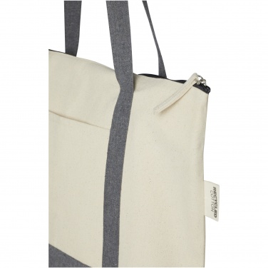 Logotrade corporate gift image of: Repose 320 g/m² recycled cotton zippered tote bag 10L