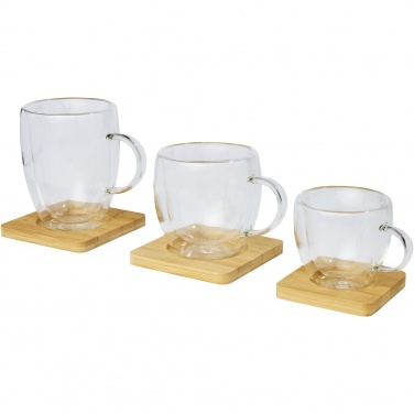 Logotrade corporate gifts photo of: Manti 2-piece 100 ml double-wall glass cup with bamboo coaster 