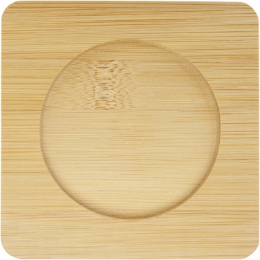 Logotrade promotional item image of: Manti 2-piece 250 ml double-wall glass cup with bamboo coaster 