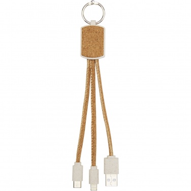 Logotrade promotional merchandise photo of: Bates wheat straw and cork 3-in-1 charging cable