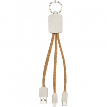 Logotrade promotional merchandise picture of: Bates wheat straw and cork 3-in-1 charging cable