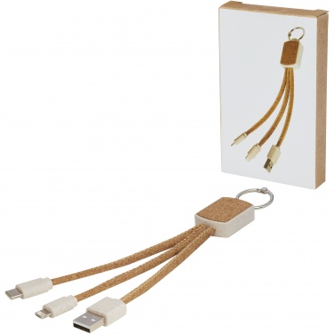 Logotrade promotional giveaway image of: Bates wheat straw and cork 3-in-1 charging cable