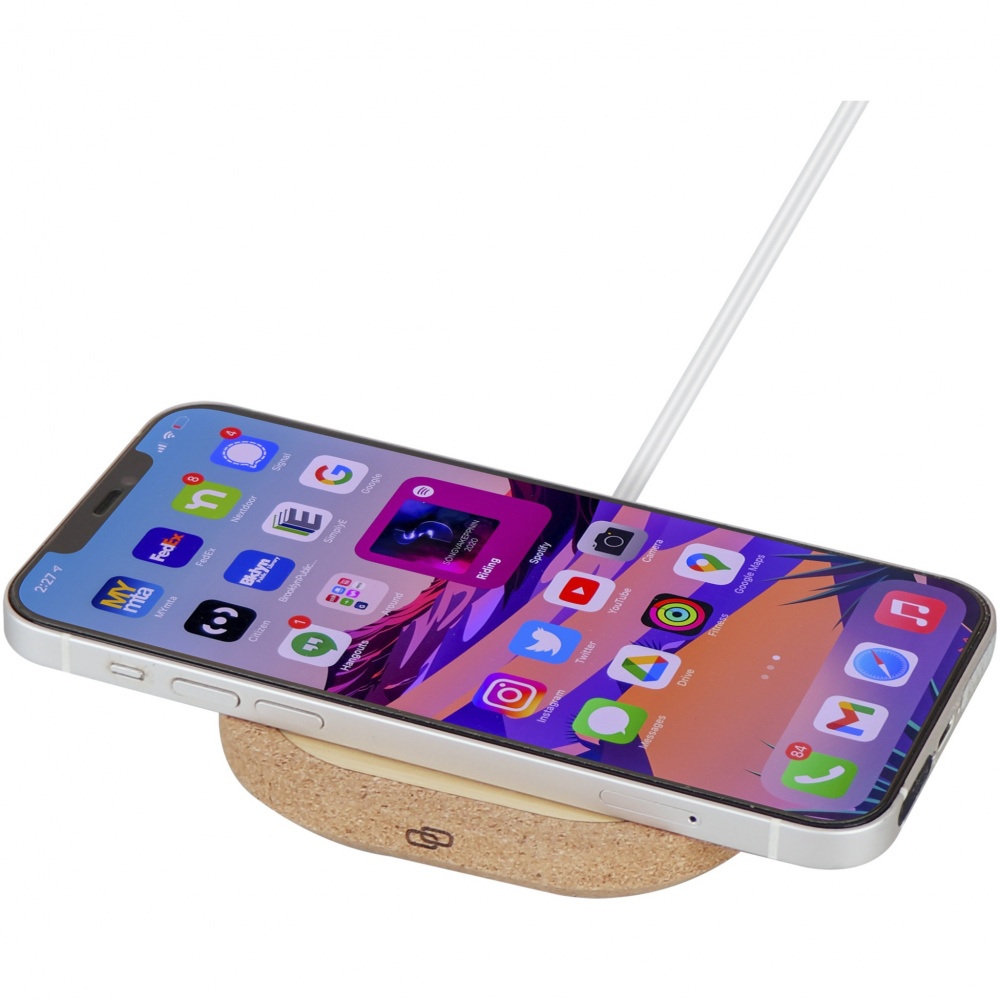 Logo trade promotional merchandise picture of: Cerris 15W cork wireless charging pad