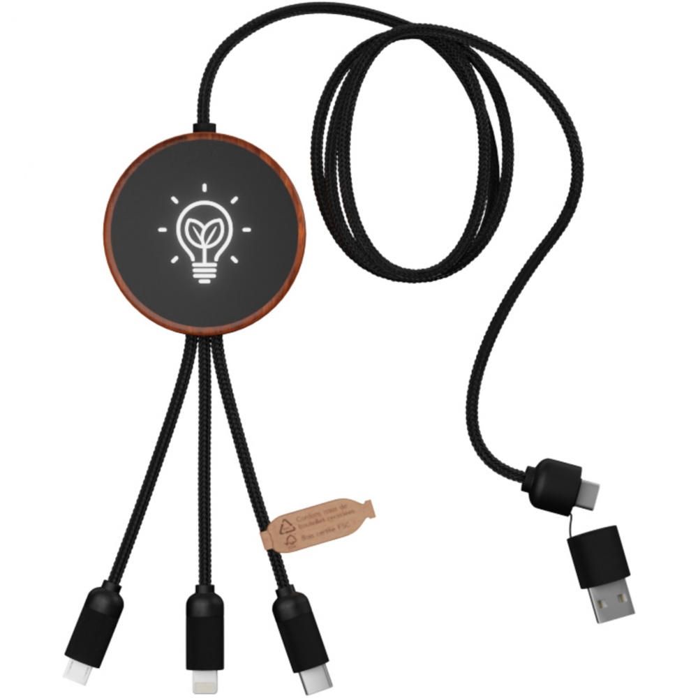 Logotrade promotional items photo of: SCX.design C40 5-in-1 rPET light-up logo charging cable and 10W charging pad