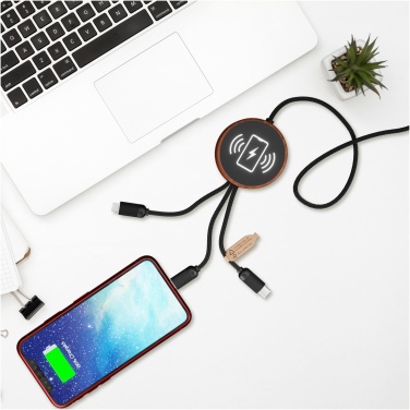 Logo trade promotional item photo of: SCX.design C40 5-in-1 rPET light-up logo charging cable and 10W charging pad