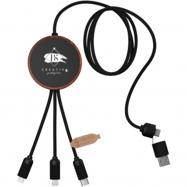 Logo trade promotional merchandise photo of: SCX.design C40 5-in-1 rPET light-up logo charging cable and 10W charging pad