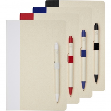 Logotrade corporate gift image of: Dairy Dream A5 size reference recycled milk cartons notebook and ballpoint pen set