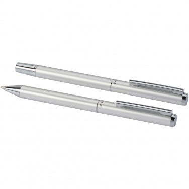 Logotrade promotional product image of: Lucetto recycled aluminium ballpoint and rollerball pen gift set