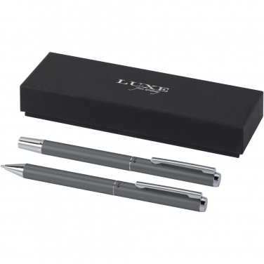 Logotrade promotional items photo of: Lucetto recycled aluminium ballpoint and rollerball pen gift set