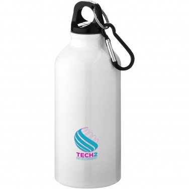 Logo trade promotional item photo of: Oregon 400 ml RCS certified recycled aluminium water bottle with carabiner