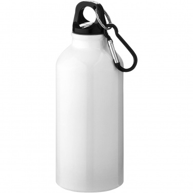 Logo trade promotional items image of: Oregon 400 ml RCS certified recycled aluminium water bottle with carabiner