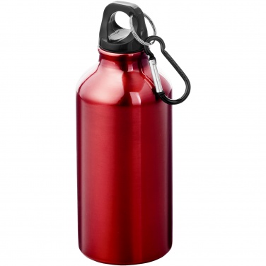 Logo trade business gifts image of: Oregon 400 ml RCS certified recycled aluminium water bottle with carabiner