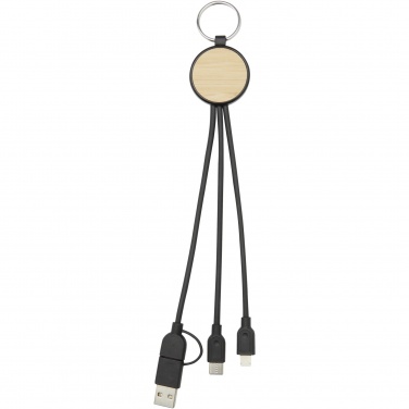 Logotrade promotional merchandise picture of: Tecta 6-in-1 recycled plastic/bamboo charging cable with keyring