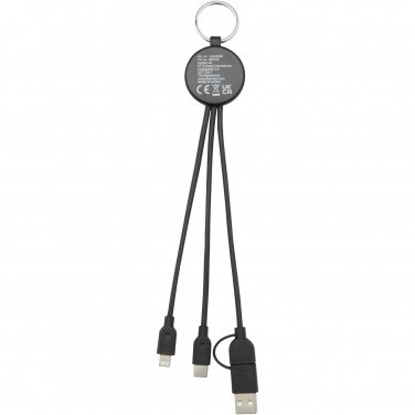 Logo trade promotional merchandise image of: Tecta 6-in-1 recycled plastic/bamboo charging cable with keyring