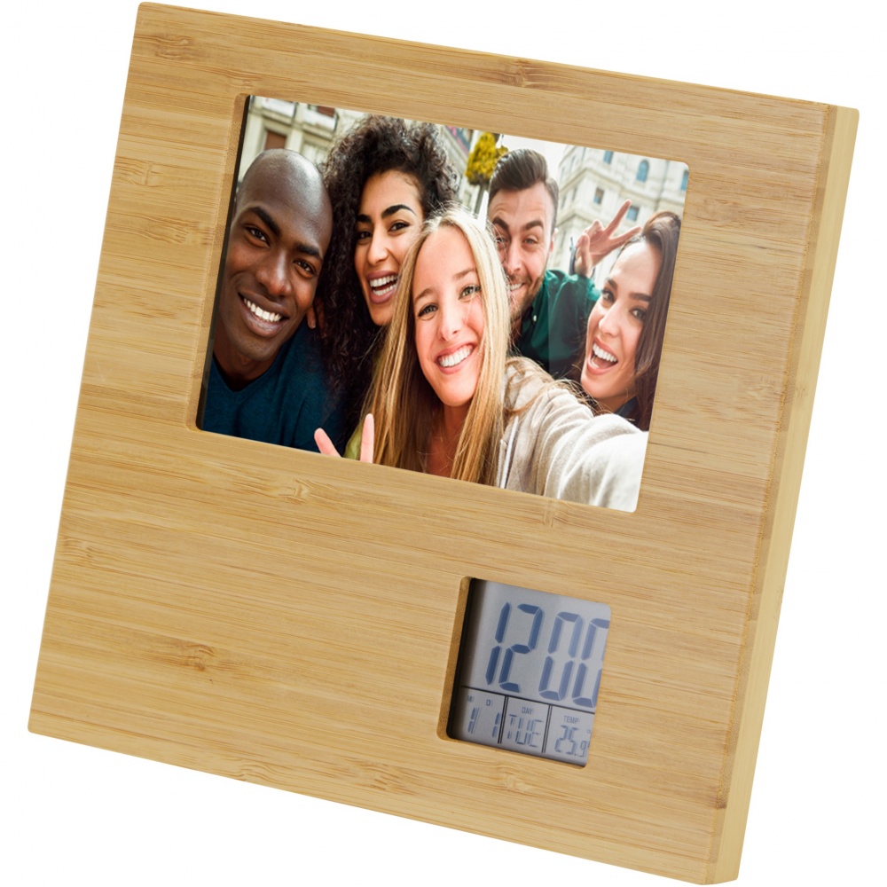 Logo trade promotional gift photo of: Sasa bamboo photo frame with thermometer