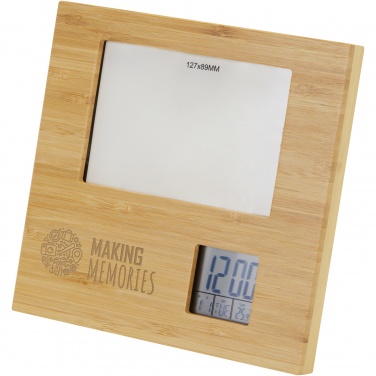 Logo trade corporate gift photo of: Sasa bamboo photo frame with thermometer