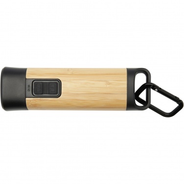 Logo trade corporate gifts image of: Kuma bamboo/RCS recycled plastic torch with carabiner