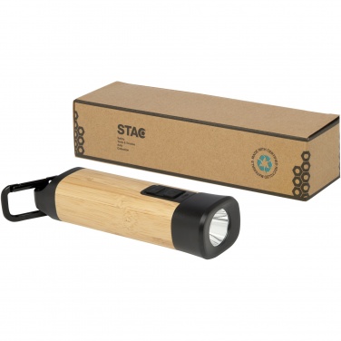 Logotrade advertising product picture of: Kuma bamboo/RCS recycled plastic torch with carabiner