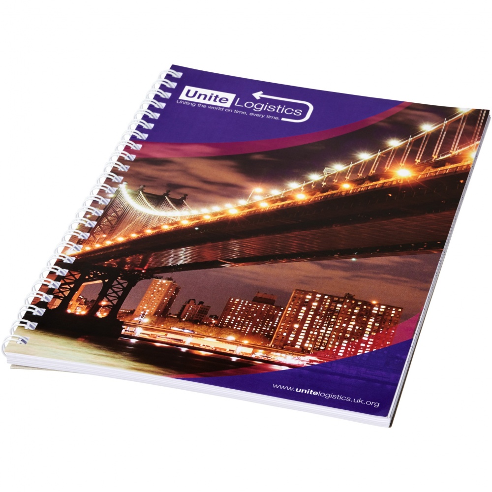 Logo trade promotional items image of: Desk-Mate® A5 spiral notebook with printed back cover