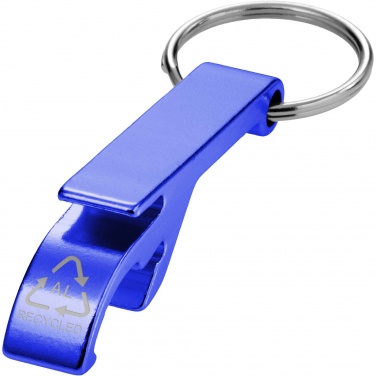 Logo trade promotional gifts image of: Tao RCS recycled aluminium bottle and can opener with keychain 