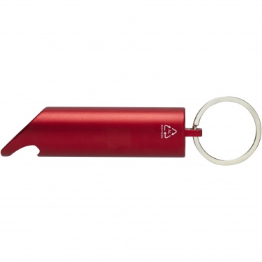 Logo trade corporate gifts picture of: Flare RCS recycled aluminium IPX LED light and bottle opener with keychain