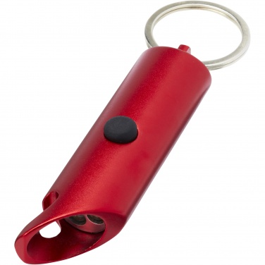 Logo trade business gifts image of: Flare RCS recycled aluminium IPX LED light and bottle opener with keychain