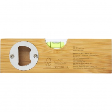 Logo trade promotional merchandise image of: Flush bamboo spirit level with bottle opener