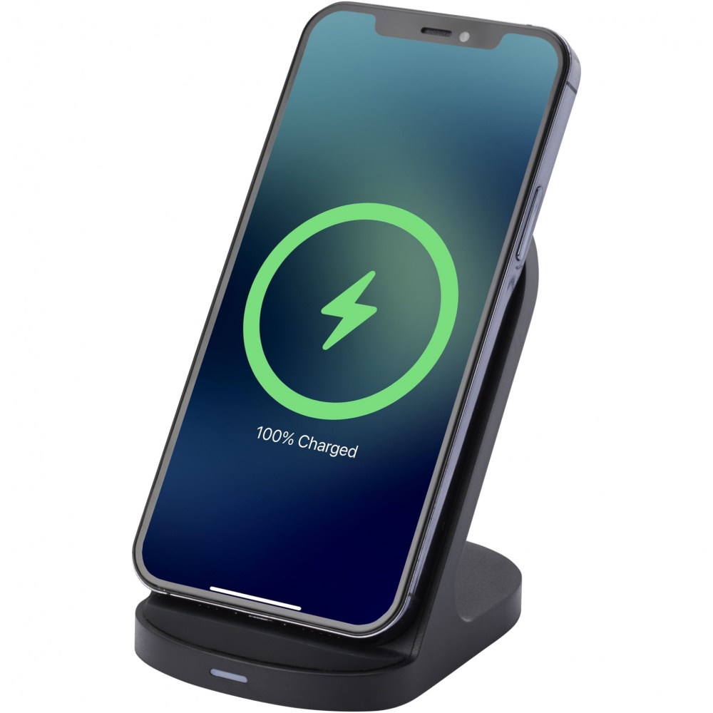 Logo trade corporate gift photo of: Loop 15W dual coil RCS recycled plastic wireless charging stand