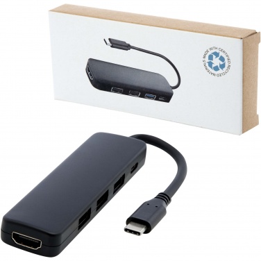 Logo trade corporate gifts image of: Loop RCS recycled plastic multimedia adapter USB 2.0-3.0 with HDMI port