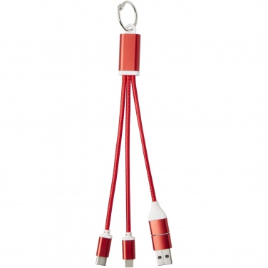 Logo trade promotional gifts picture of: Metal 4-in-1 recycled aluminium charging cable with keychain