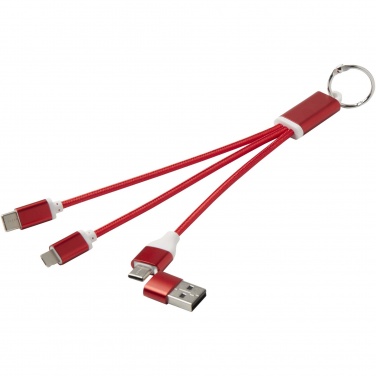 Logo trade corporate gift photo of: Metal 4-in-1 recycled aluminium charging cable with keychain