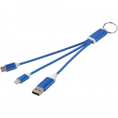 Logo trade promotional item photo of: Metal 4-in-1 recycled aluminium charging cable with keychain