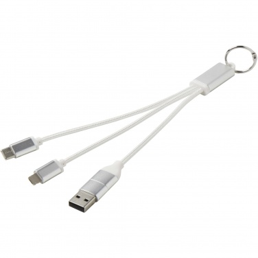 Logo trade promotional gift photo of: Metal 4-in-1 recycled aluminium charging cable with keychain