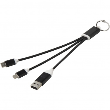 Logotrade advertising products photo of: Metal 4-in-1 recycled aluminium charging cable with keychain