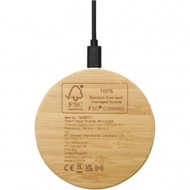 Logotrade promotional product image of: Essence 15W bamboo wireless charging pad