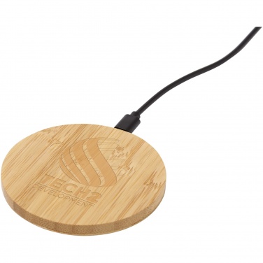 Logo trade promotional giveaways picture of: Essence 15W bamboo wireless charging pad