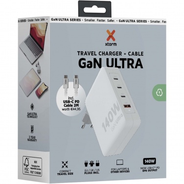 Logotrade advertising product image of: Xtorm XVC2140 GaN Ultra 140W travel charger with 240W USB-C PD cable