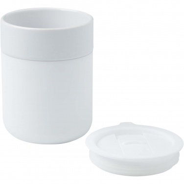 Logo trade corporate gifts image of: Java 330 ml ceramic tumbler with silicone wrap and plastic lid