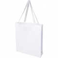 Madras 140 g/m² GRS recycled cotton gusset tote bag, White