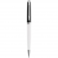 Hemisphere colour blocking ballpoint pen with palladium trim, White / Solid black