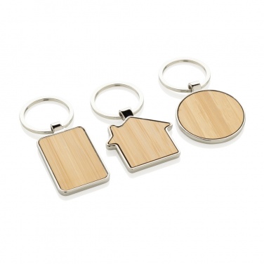 Logotrade promotional giveaway image of: RCS recycled zinc alloy round keychain with bamboo